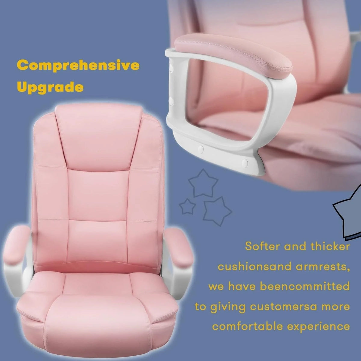 Big and Tall Executive Office Chair, High Back Ergonomic Leather Chair, 400 lb Capacity