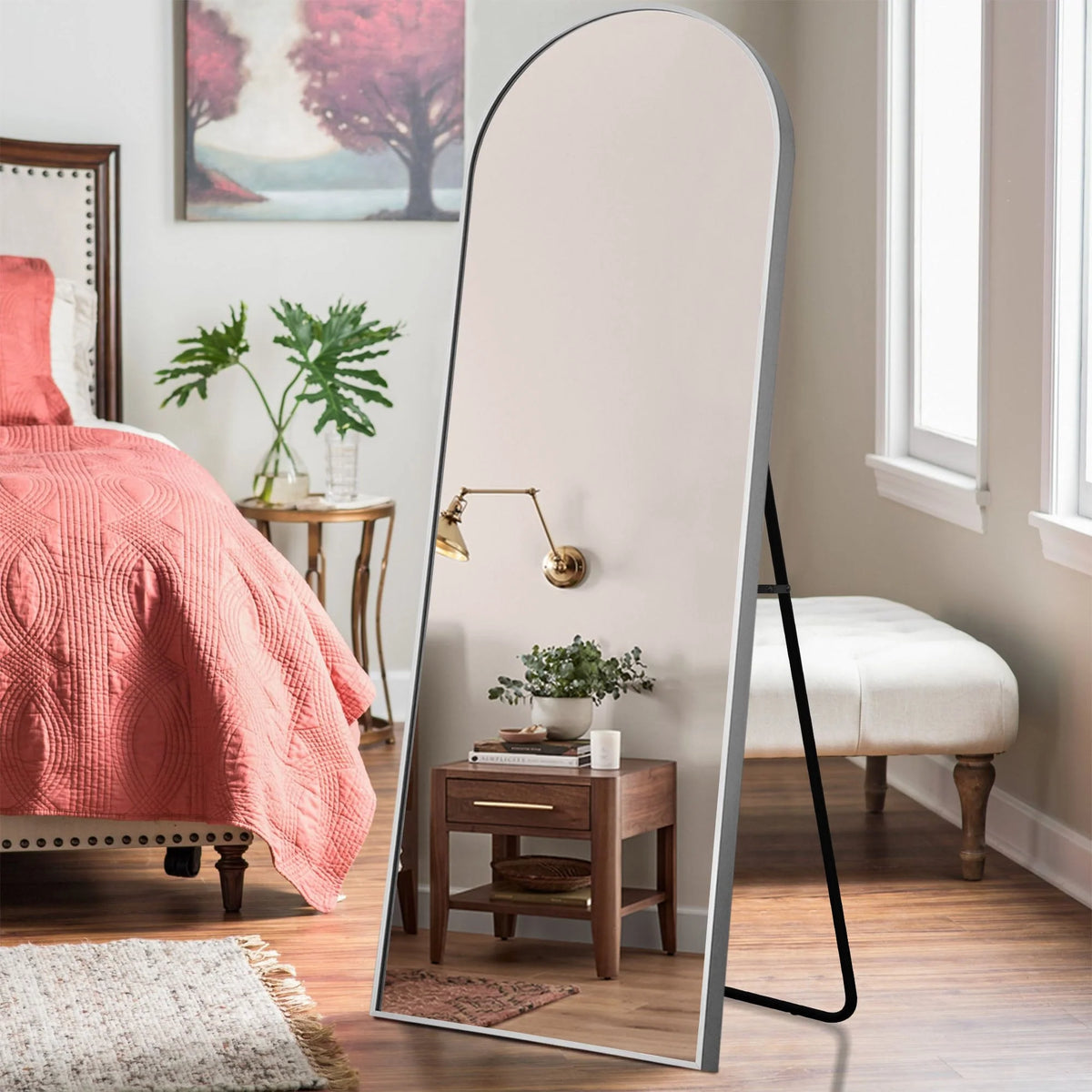 Arched Full Length Floor Mirror, Large Full Body Standing and Wall Mounted Mirror for Bedroom, Living Room and Home Decor