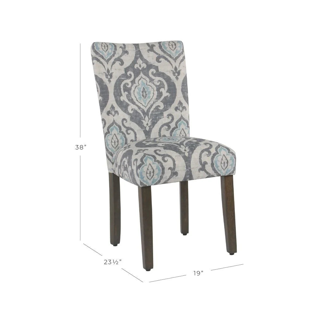 Set of 2 Upholstered Medallion Dining Chairs, Comfortable Parsons Style Chairs for Kitchen and Dining Room