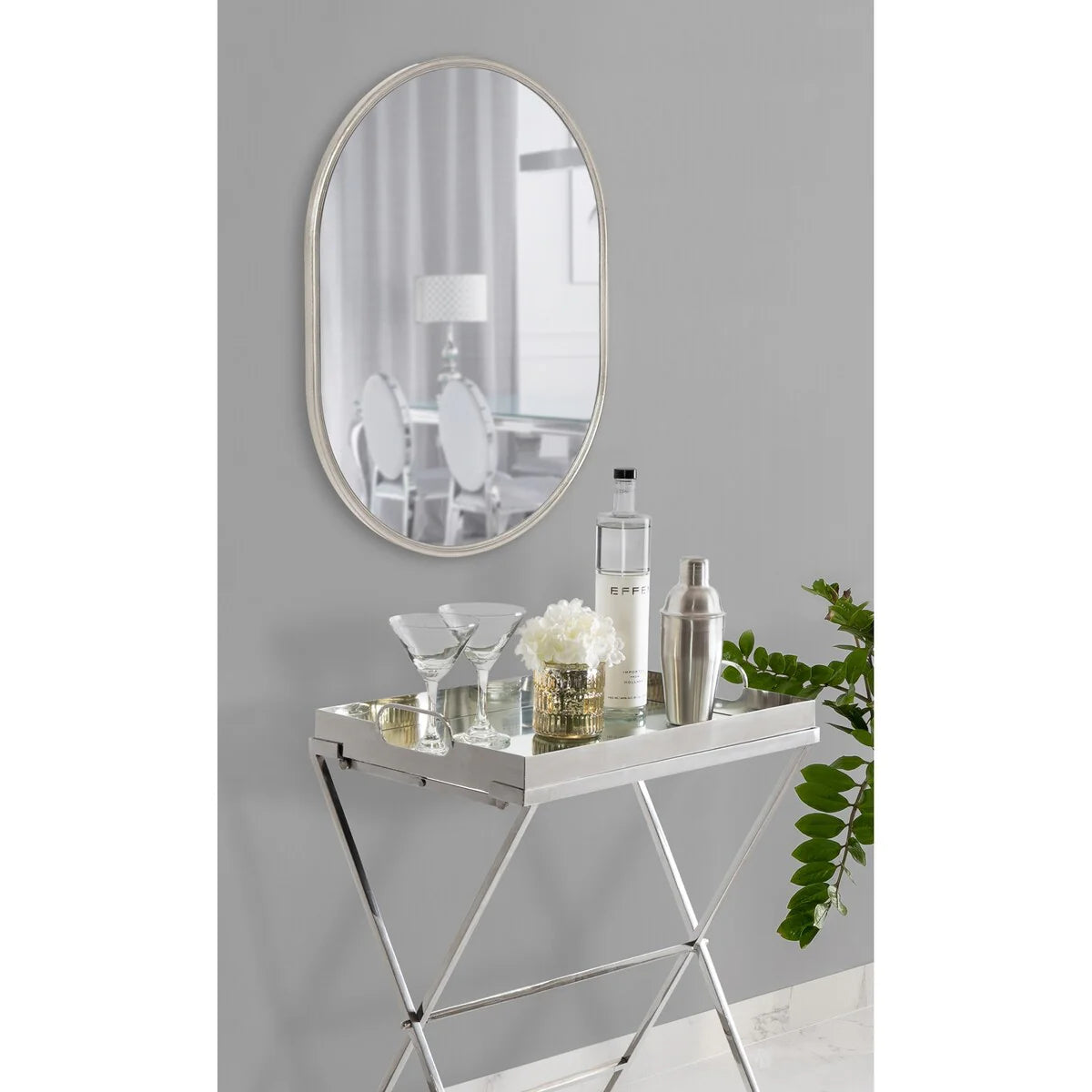Modern Capsule Framed Wall Mirror, Decorative Oval Accent Mirror for Living Room, Bedroom and Entryway