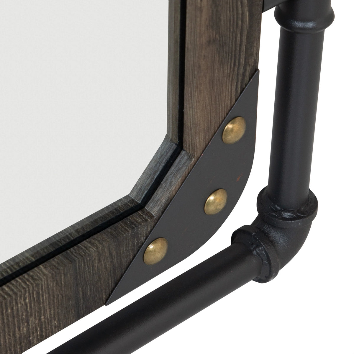 31 Inch Industrial Metal Floating Wall Mirror, Modern Decorative Wall Mirror