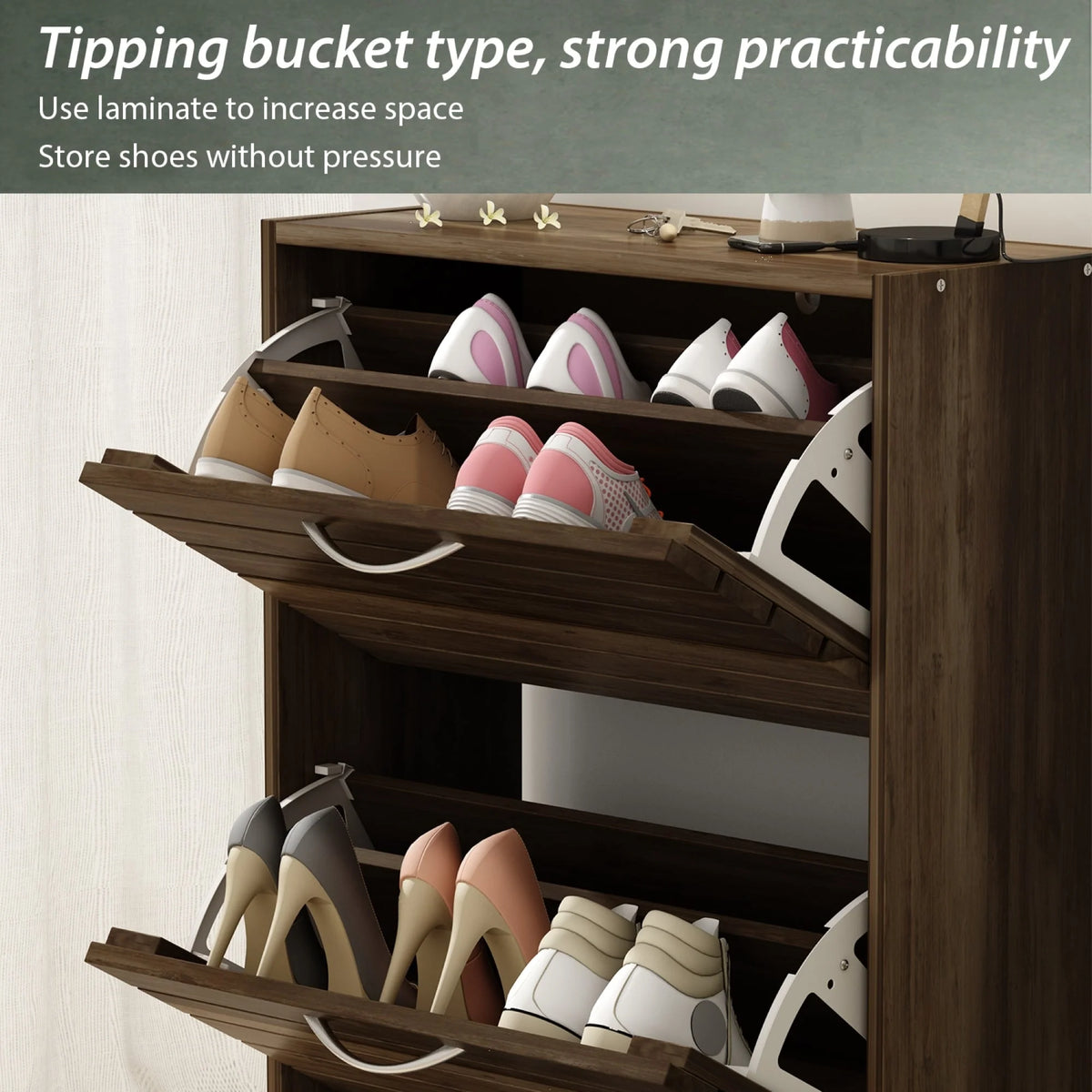 Modern Shoe Storage Cabinet for Entryway and Hallway, Space-Saving Shoe Organizer
