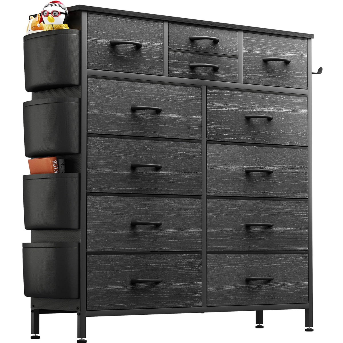 12 Drawer Fabric Dresser, Tall Bedroom Chest of Drawers with Storage