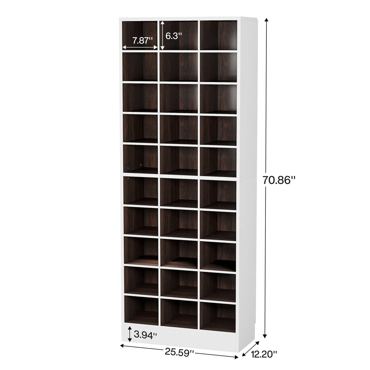 10-Tier Tall Shoe Cabinet, 30-Pair White Wood Shoe Storage Rack for Entryway and Closet