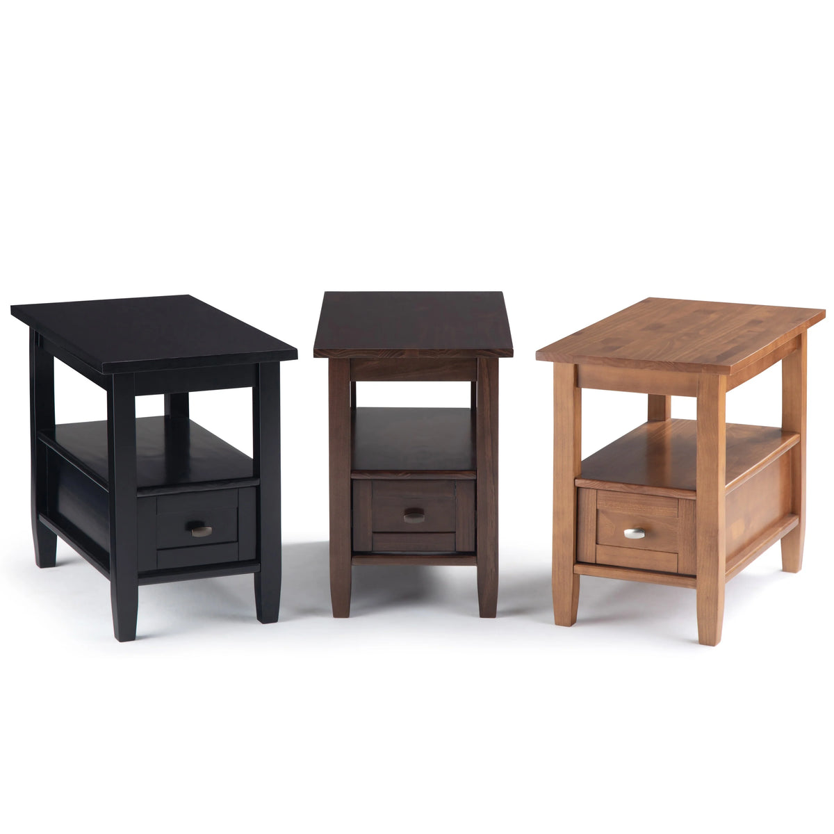 14" Wide Solid Wood Narrow Side Table, Rectangle Transitional Style Accent Table