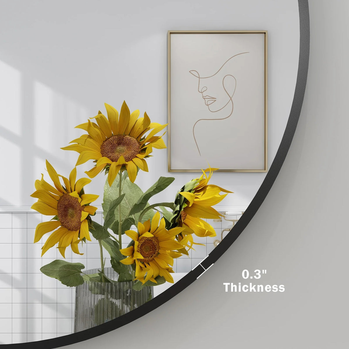 Round Metal Black Frame Bathroom Vanity Mirror, Wall Mounted Decorative Mirror