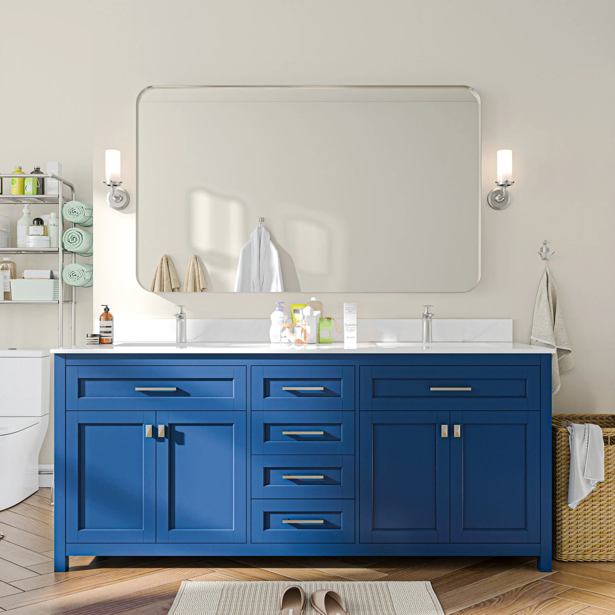 Aluminum Alloy Rounded Corner Vanity Mirror, Modern Wall Mounted Mirror for Bathroom, Bedroom and Home Decor