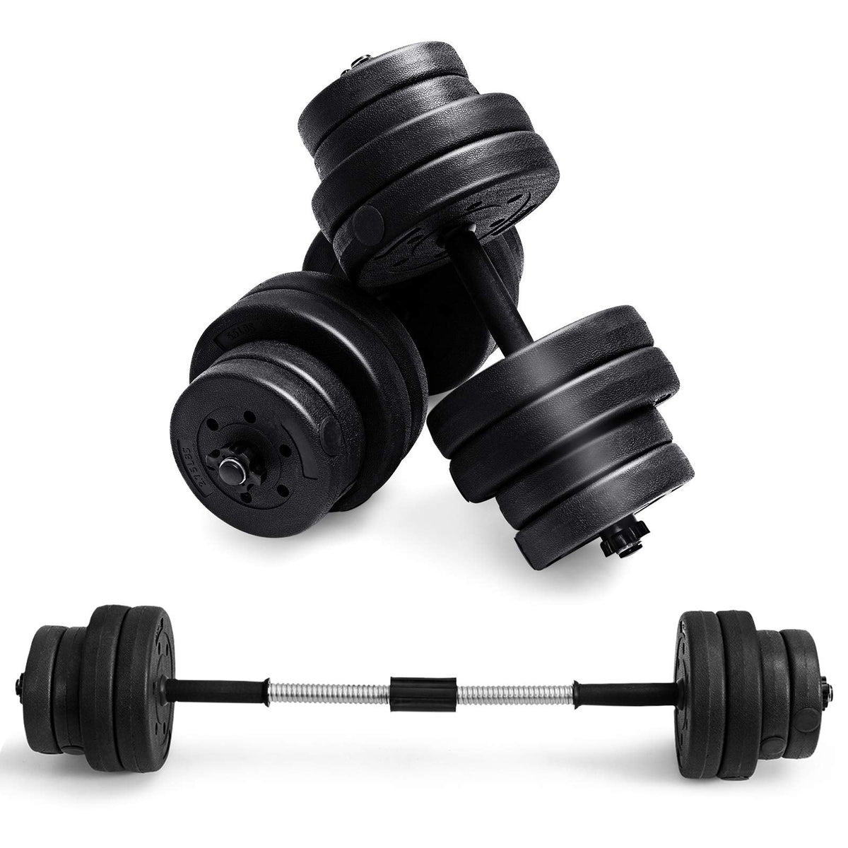 Adjustable Dumbbell Pair �� 66LBS Total Weight Set with Barbell