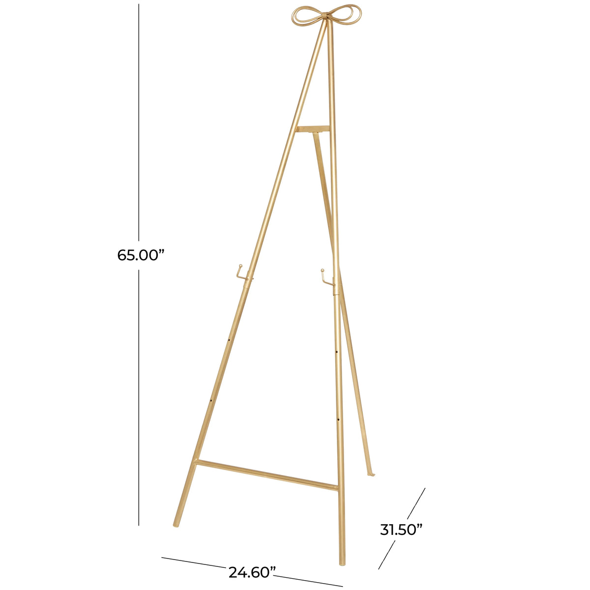 Tall Adjustable 3-Tier Metal Display Stand, Gold Floor Easel with Bow Top