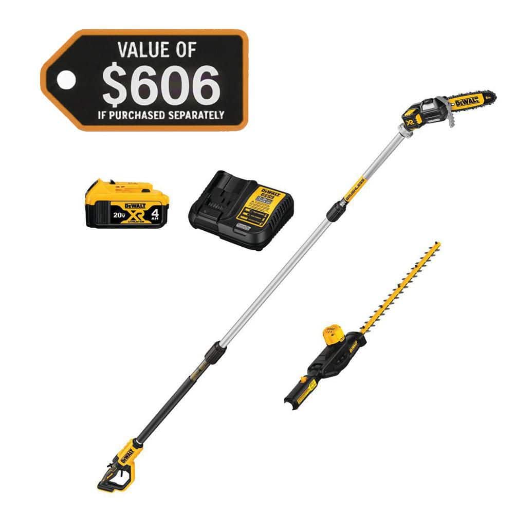 DEWALT DCKO86M1 - 20V MAX Cordless Lithium-Ion Pole Saw and Pole Hedge Trimmer Combo Kit with (1) 4.0 Ah Battery and ...