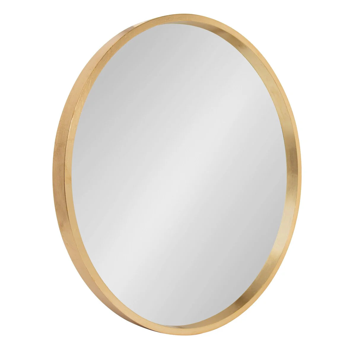 Round Wood Accent Wall Mirror, Modern Decorative Wooden Frame Mirror for Living Room, Bedroom and Entryway