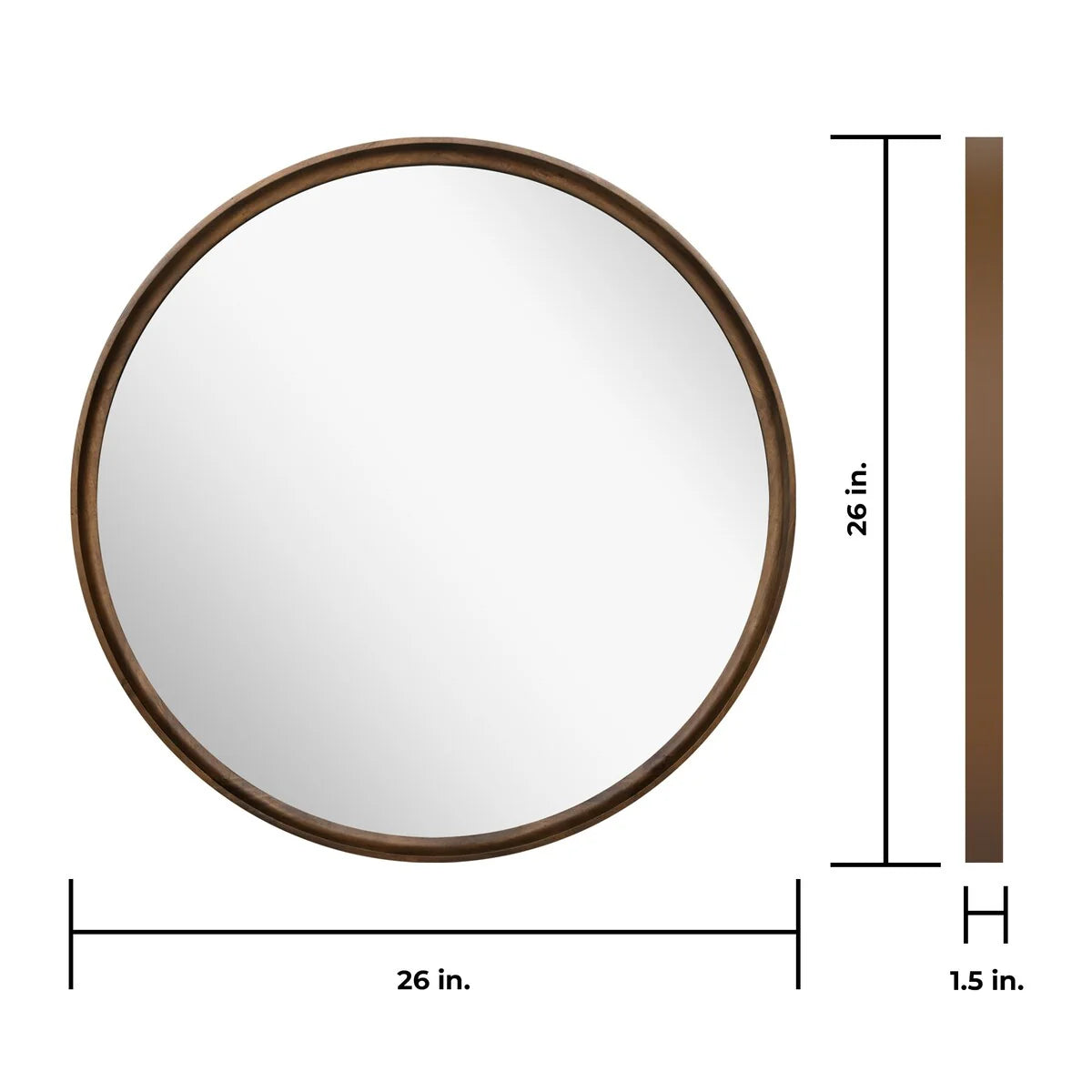 Classic Farmhouse Round Wall Mirror, Wooden Frame Decorative Accent Mirror for Living Room, Bedroom and Entryway