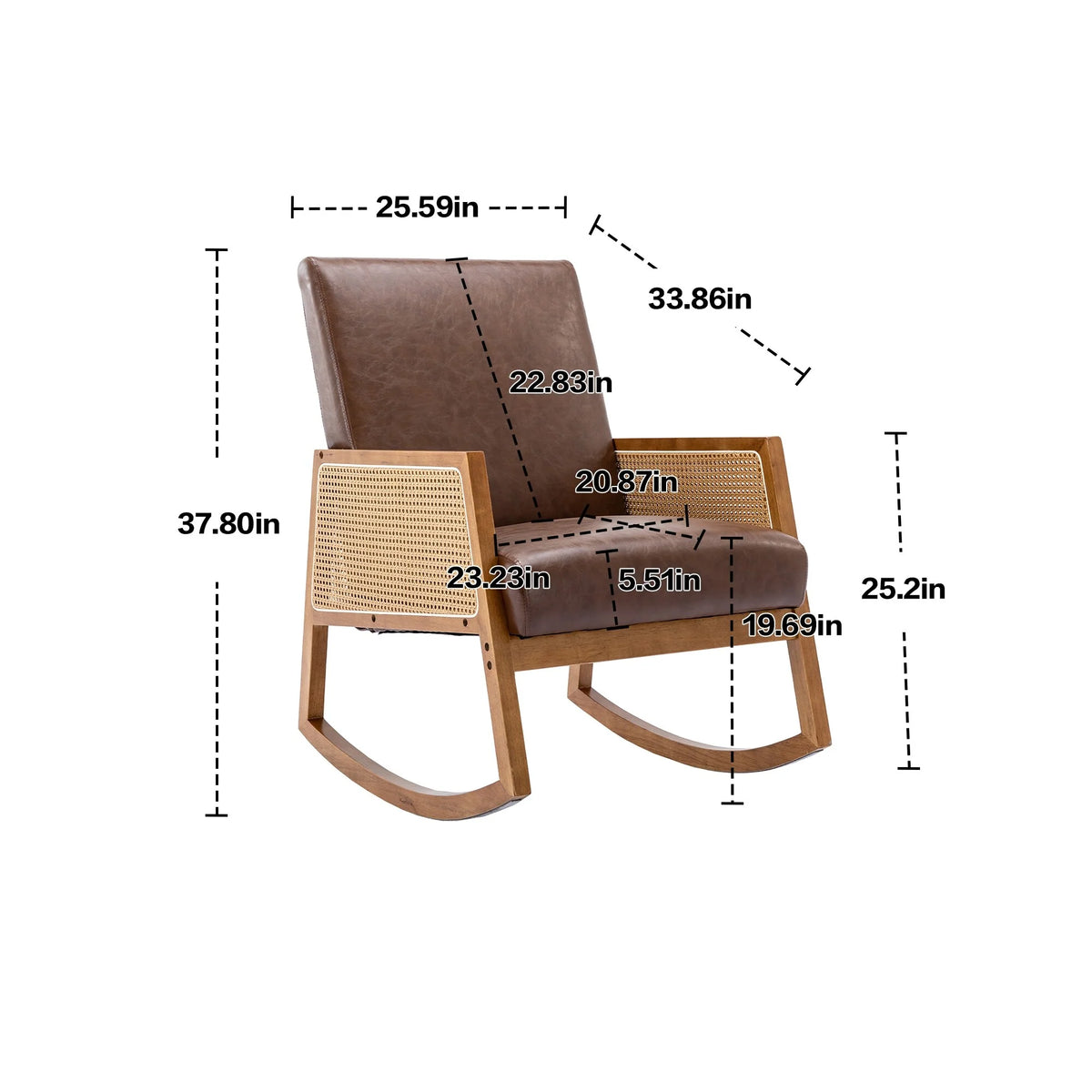 Upholstered Tall Back Rocking Chair, Smooth Gliding Accent Armchair for Comfortable Living Room Seating