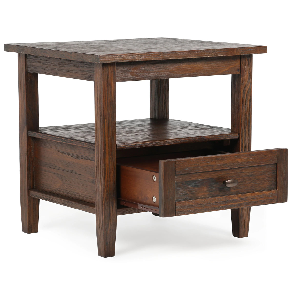 20 Inch Wide Solid Wood Rectangle End Table, Transitional Side Table