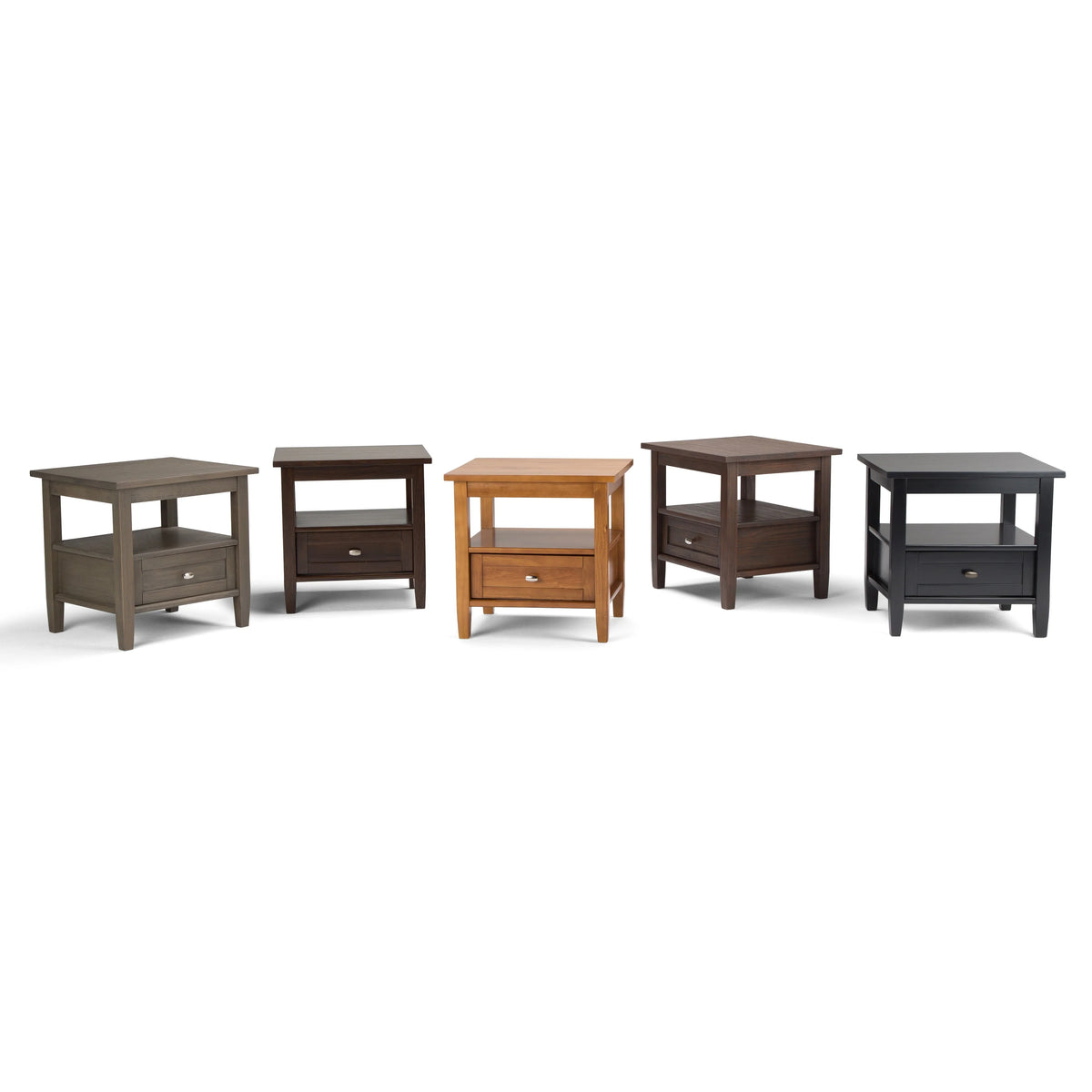 20 Inch Wide Solid Wood Rectangle End Table, Transitional Side Table