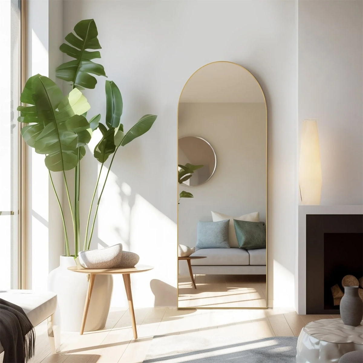Full Length Mirror with Stand, Aluminum Alloy Frame Full Body Floor Mirror for Bedroom and Cloakroom