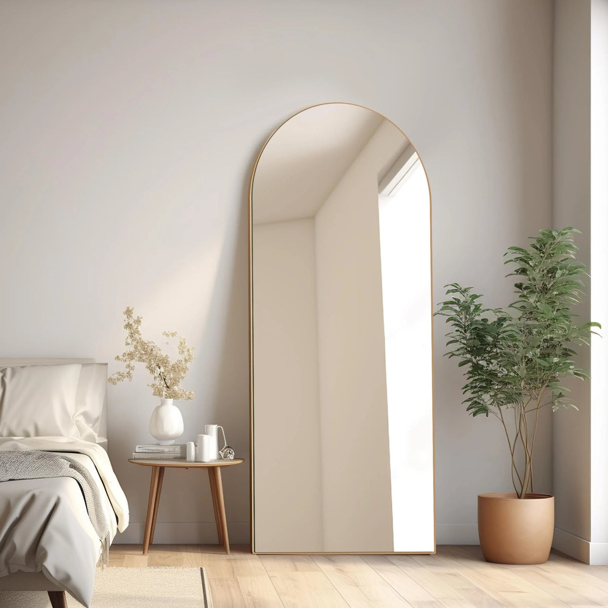 Arched Full Length Floor Mirror, Large Full Body Standing and Wall Mounted Mirror for Bedroom, Living Room and Home Decor