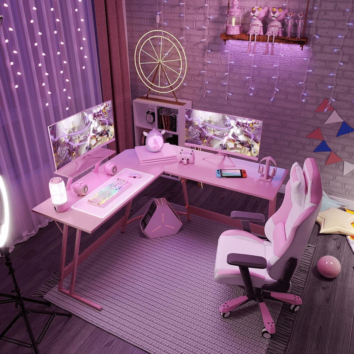 L-Shaped Gaming Desk, Computer Corner Desk and Office Writing Desk for Home