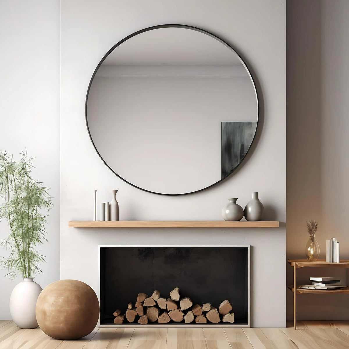 Round Metal Black Frame Bathroom Vanity Mirror, Wall Mounted Decorative Mirror