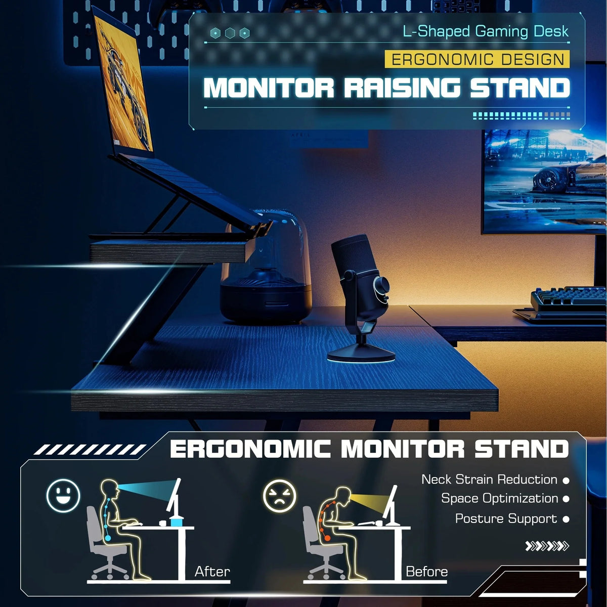 L-Shaped Gaming Desk, Computer Corner Desk and Office Writing Desk for Home