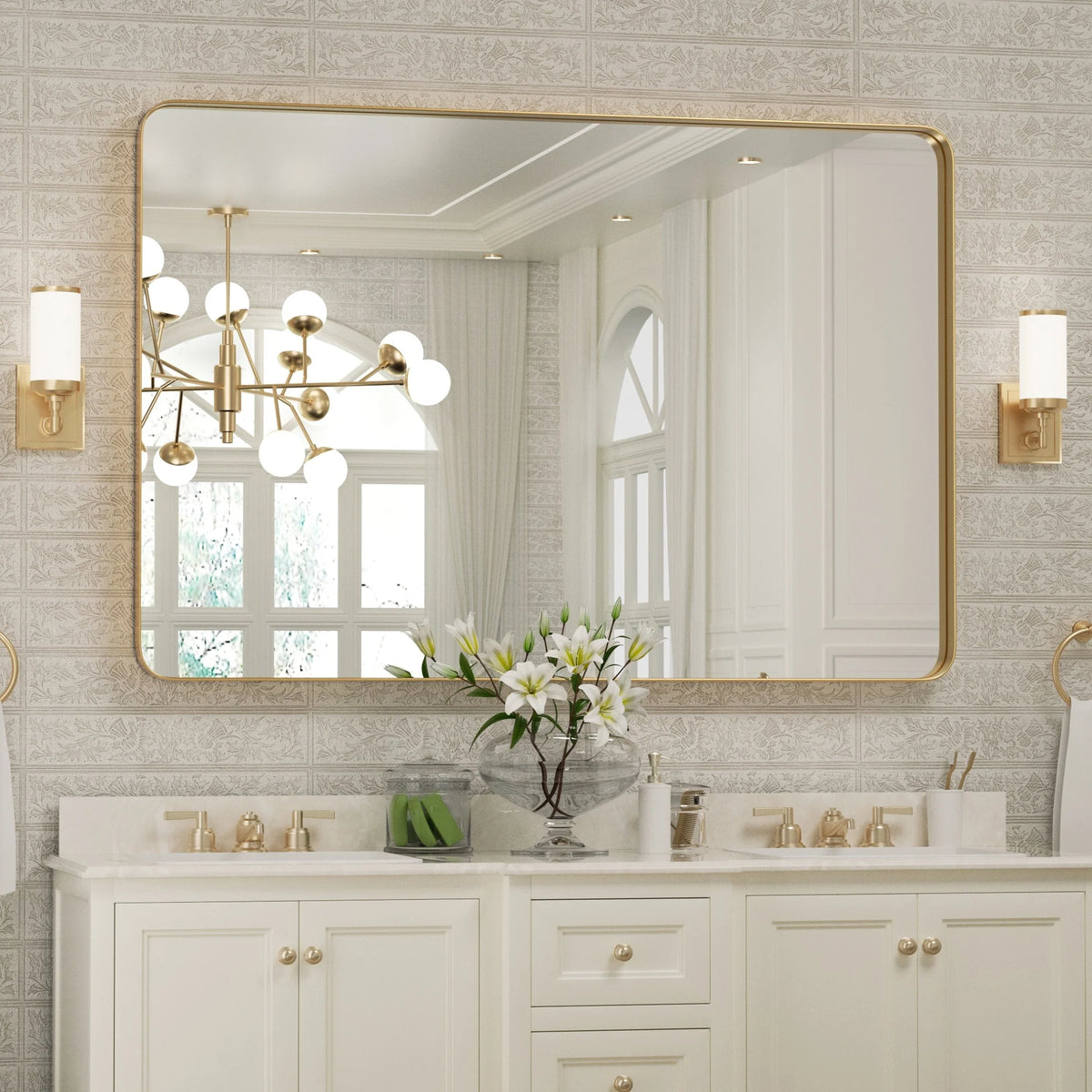 Wall Mirror Vanity Mirror, Bathroom Mirror with Rounded Corners, 1 Piece