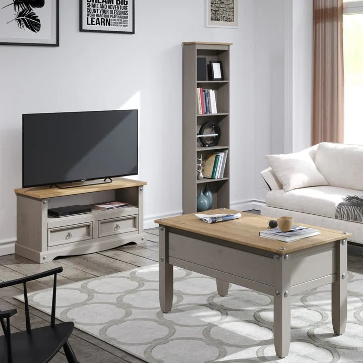 Tall Narrow Wood Bookcase, Slim Freestanding Bookshelf for Small Spaces, Home Office and Living Room