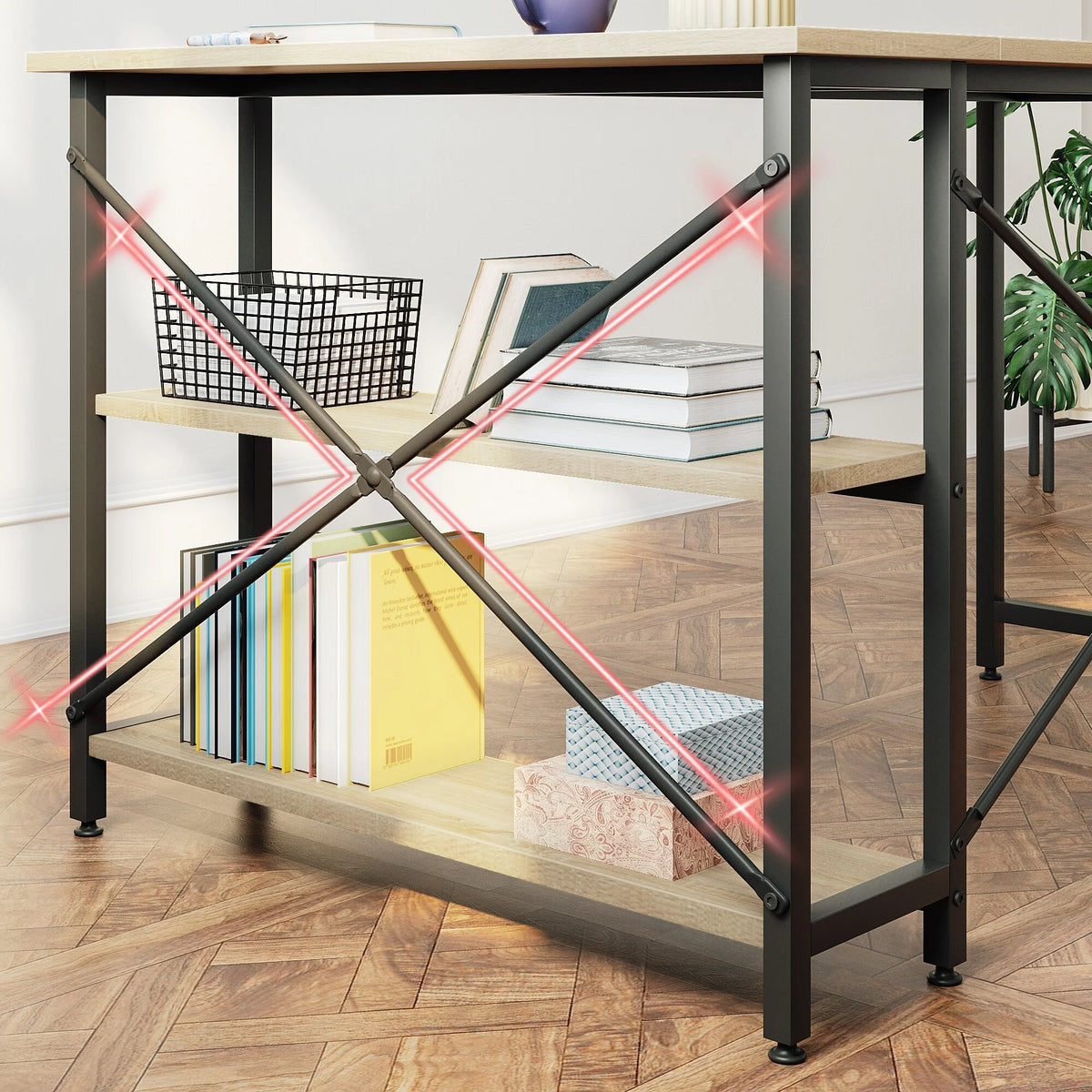 Small L Shaped Computer Desk with Storage Shelves, Compact Corner Workstation for Home Office and Study