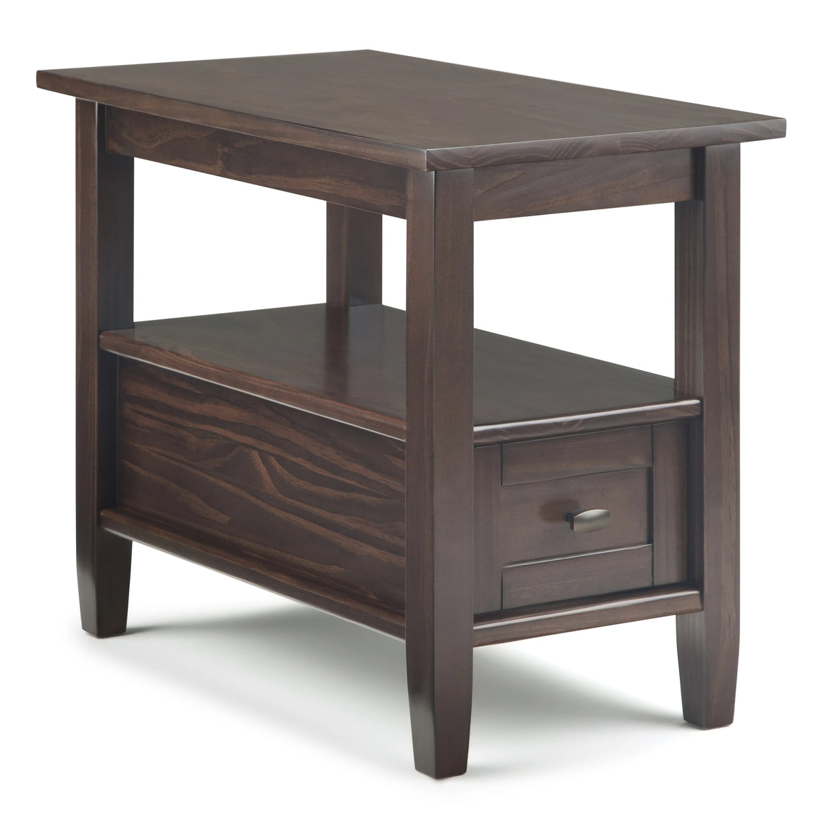 14" Wide Solid Wood Narrow Side Table, Rectangle Transitional Style Accent Table