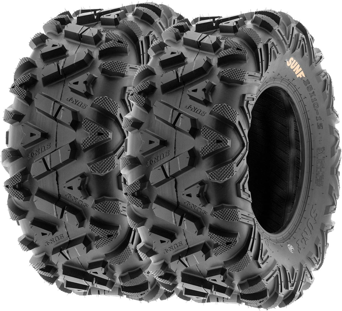 ATV UTV All-Terrain Tires Set of 4, 25X8-12 Front & 25X10-12 Rear Off-Road Replacement Tires