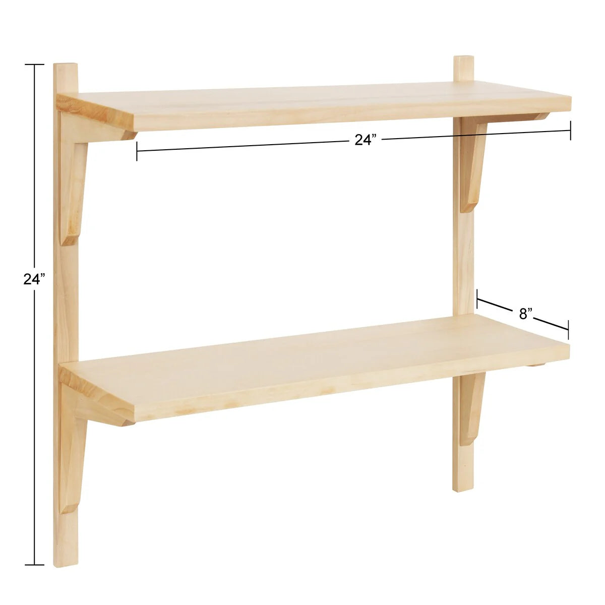 Mid-Century Wall Shelves, 24x8x24 Inch Decorative Wall Mounted Storage and Display Shelving for Home Decor