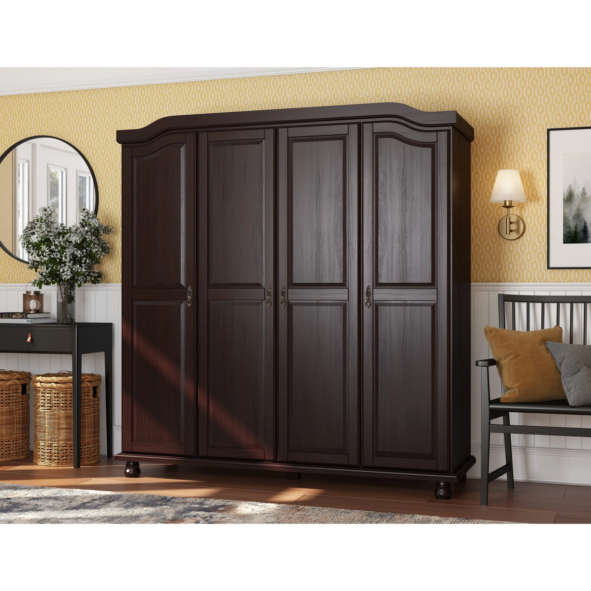 Set of 4 Small Solid Wood Shelves for Wardrobe and Armoire Storage