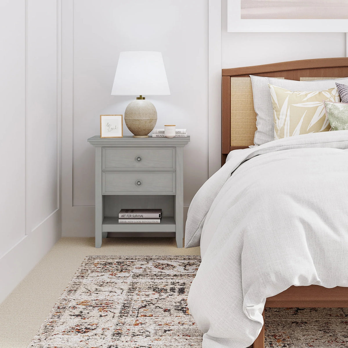 24 Inch Wide Solid Wood Nightstand, Bedside Table and Bedroom End Table