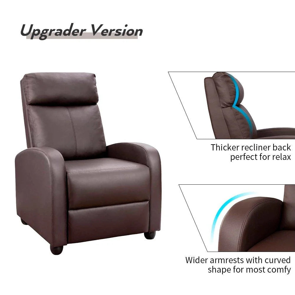 Massage Recliner Chair, PU Faux Leather Home Theater Recliner with Padded Seat