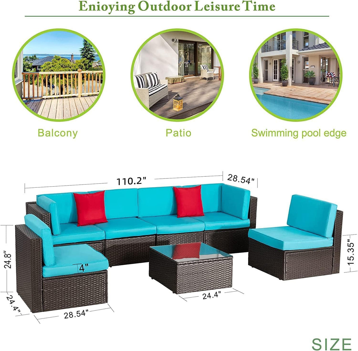 5-Piece All-Weather Patio Furniture Set with Ottoman, Outdoor Wicker Conversation Sofa Set with Cushions for Garden, Deck & Backyard