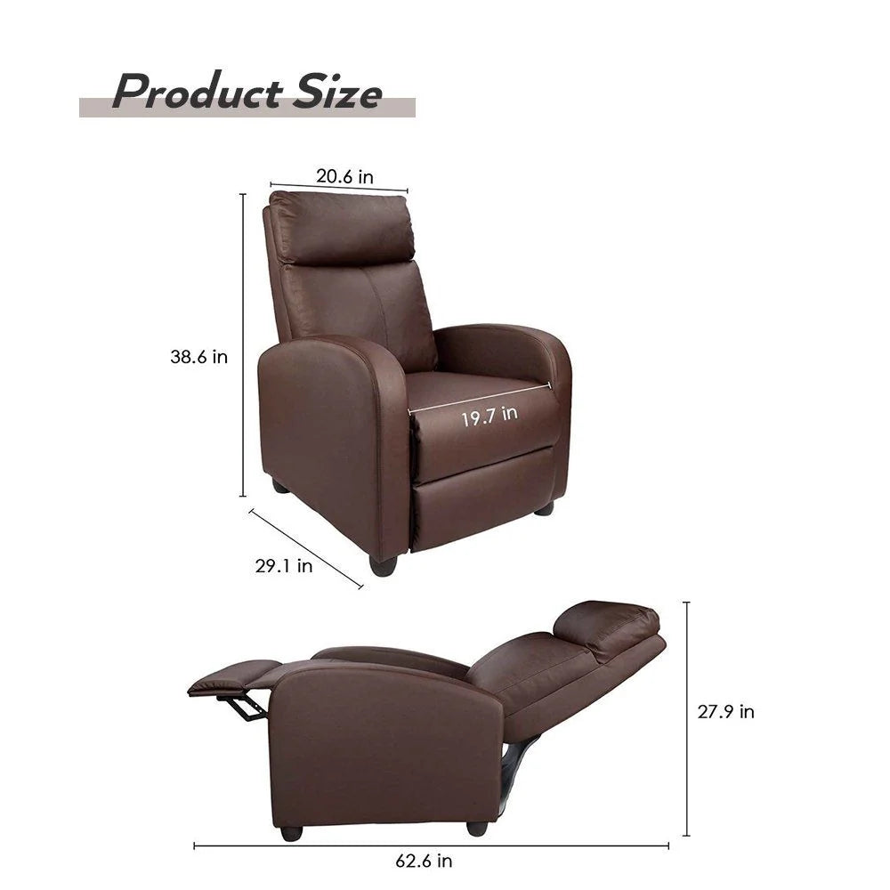 Massage Recliner Chair, PU Faux Leather Home Theater Recliner with Padded Seat