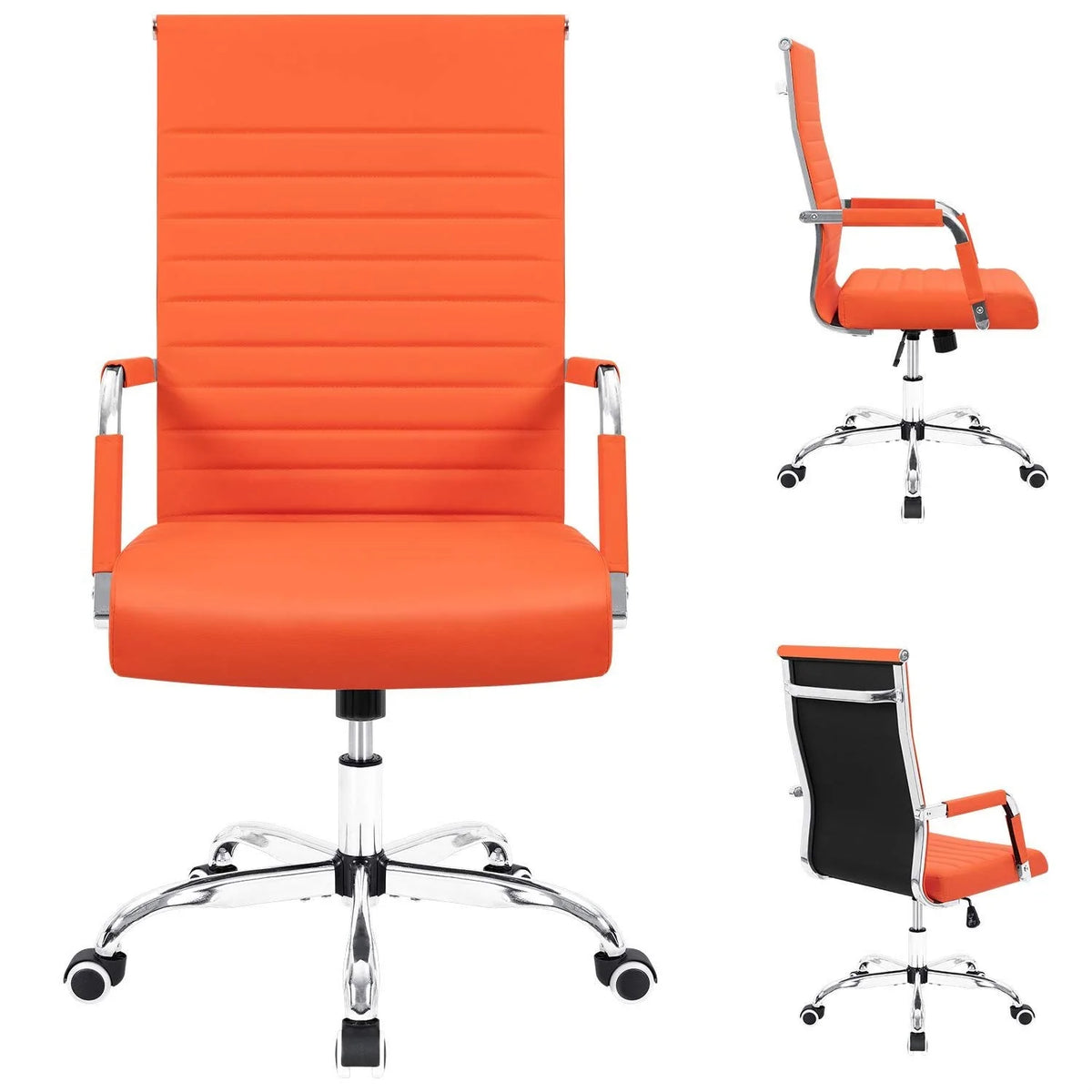Ergonomic Ribbed Office Chair, Modern Computer Desk Chair with Comfortable Upholstered Seat for Home and Office