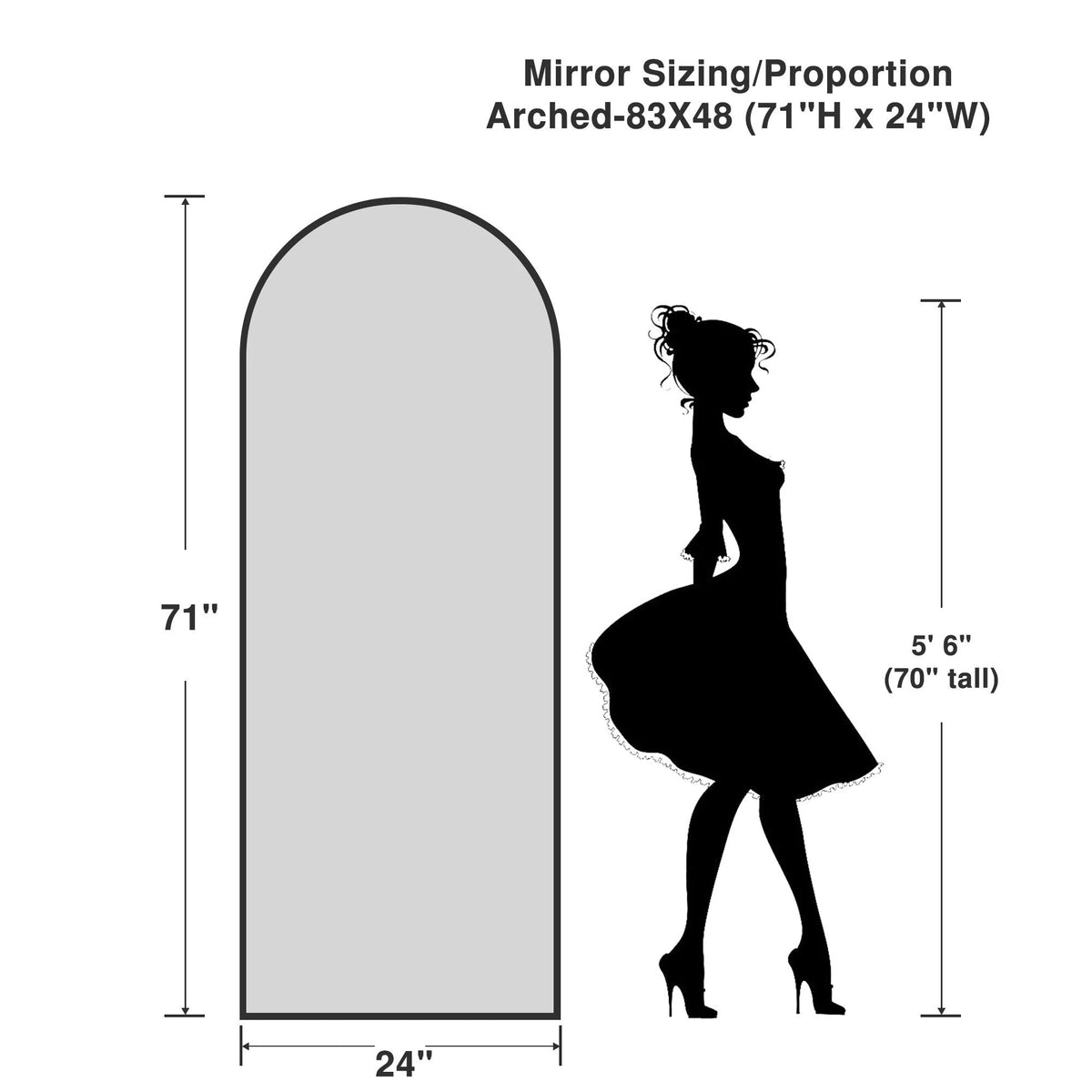 Arched Full Length Floor Mirror, Large Full Body Standing and Wall Mounted Mirror for Bedroom, Living Room and Home Decor