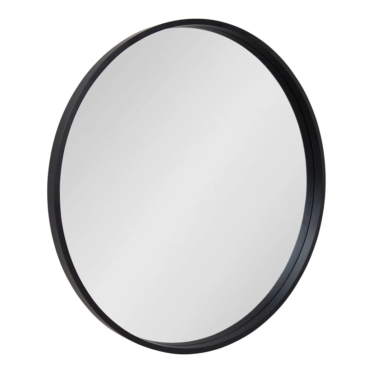 Round Wood Accent Wall Mirror, Modern Decorative Wooden Frame Mirror for Living Room, Bedroom and Entryway