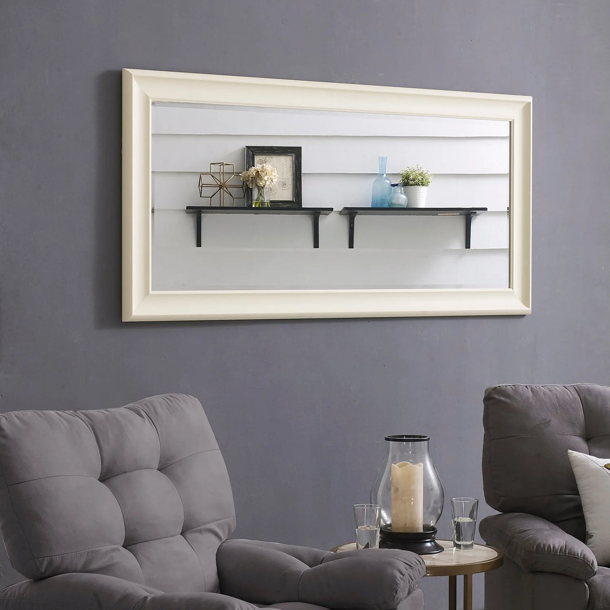 Tall Full Length Mirror, Oversized Rectangle Full Body Wall Mounted Mirror with Smooth Faux Wood Frame