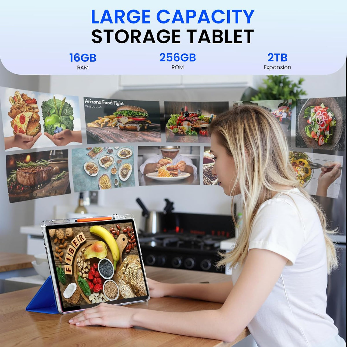 14 Inch Android Tablet, 16GB RAM 256GB Storage, 4G LTE Portable Touchscreen Tablet PC