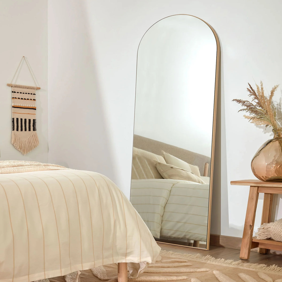 Arched Full Length Floor Mirror, Large Full Body Standing and Wall Mounted Mirror for Bedroom, Living Room and Home Decor