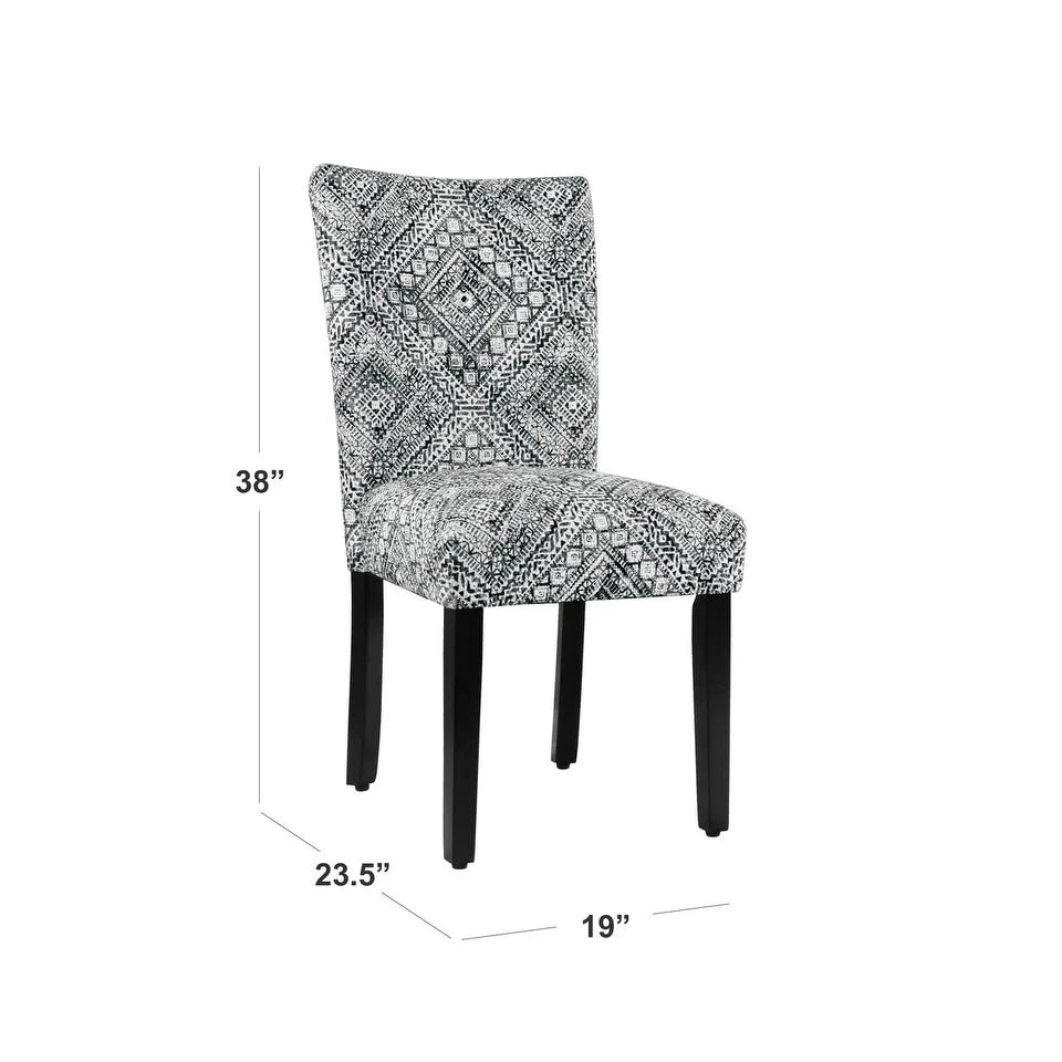 Set of 2 Upholstered Medallion Dining Chairs, Comfortable Parsons Style Chairs for Kitchen and Dining Room