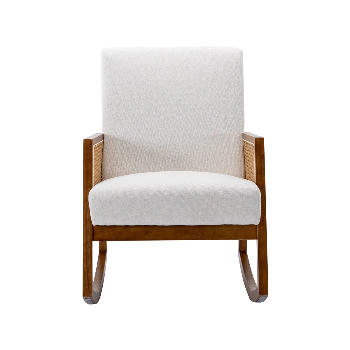 Upholstered Tall Back Rocking Chair, Smooth Gliding Accent Armchair for Comfortable Living Room Seating