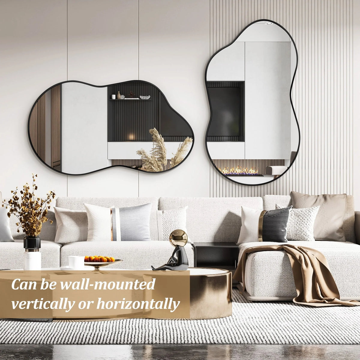 Asymmetrical Irregular Wall Mirror, Modern Decorative Accent Mirror for Living Room, Bedroom and Entryway