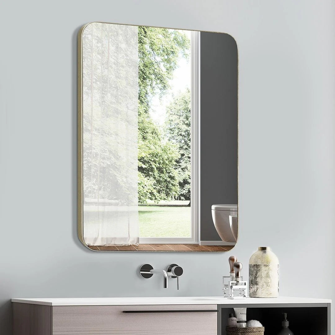 Metal Venetian Wall Mounted Mirror, Decorative Vintage Style Hanging Mirror for Living Room, Bedroom and Entryway