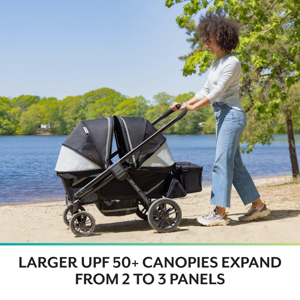 2-in-1 All-Terrain Baby Stroller Wagon with Canopy and Storage - Gray