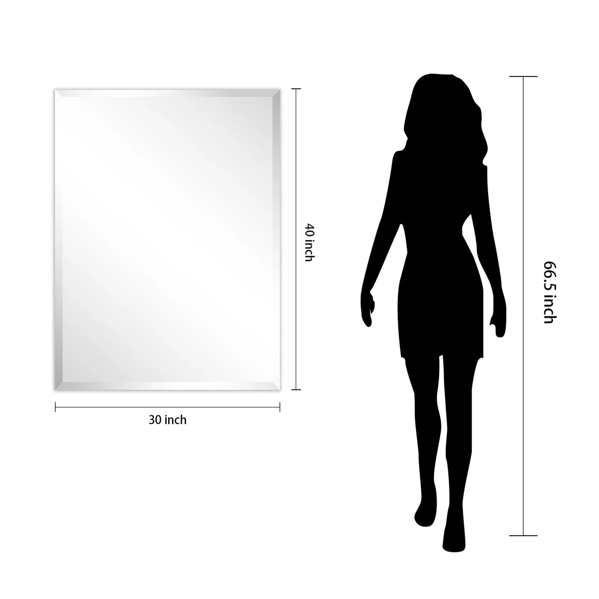 Frameless Beveled Prism Wall Mirror, Clear Square or Rectangular Decorative Mirror for Bathroom, Bedroom and Home Decor
