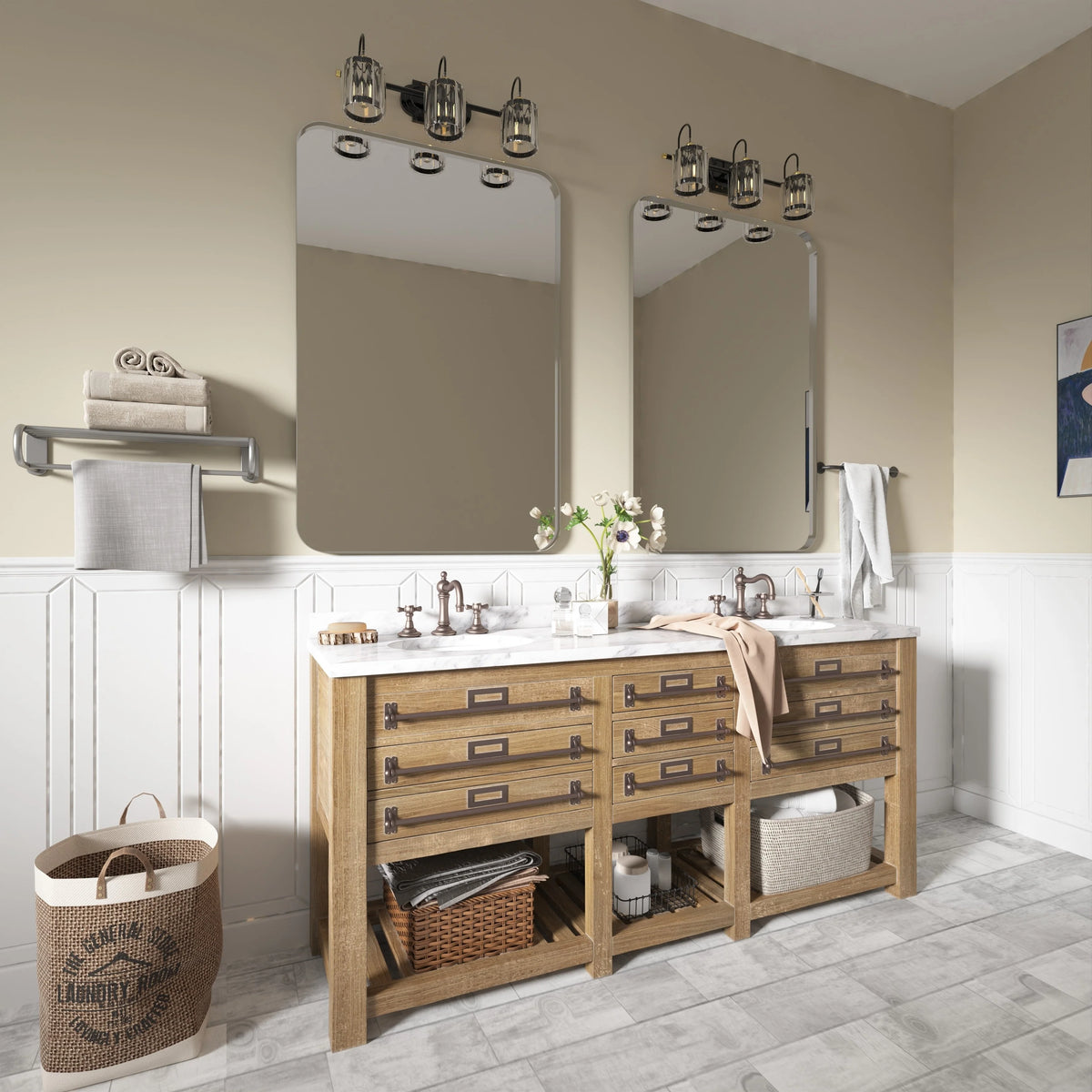 Aluminum Alloy Rounded Corner Vanity Mirror, Modern Wall Mounted Mirror for Bathroom, Bedroom and Home Decor