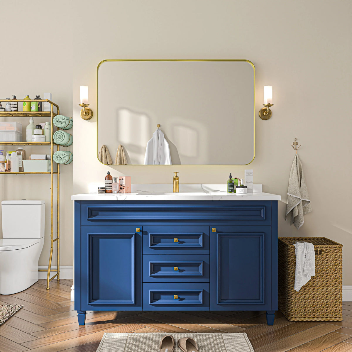 Aluminum Alloy Rounded Corner Vanity Mirror, Modern Wall Mounted Mirror for Bathroom, Bedroom and Home Decor