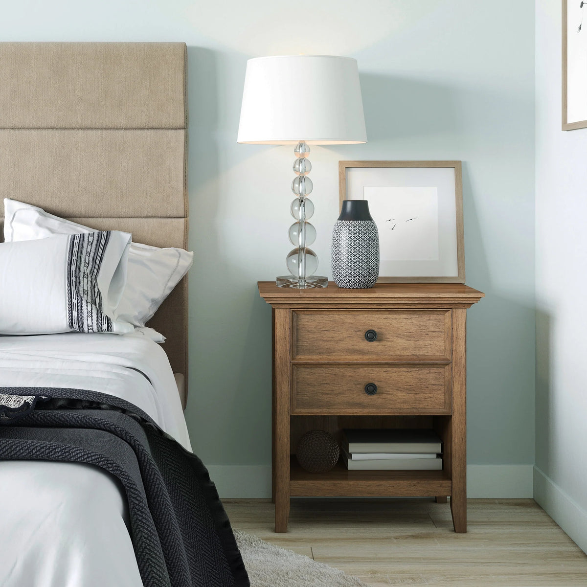 24 Inch Wide Solid Wood Nightstand, Bedside Table and Bedroom End Table